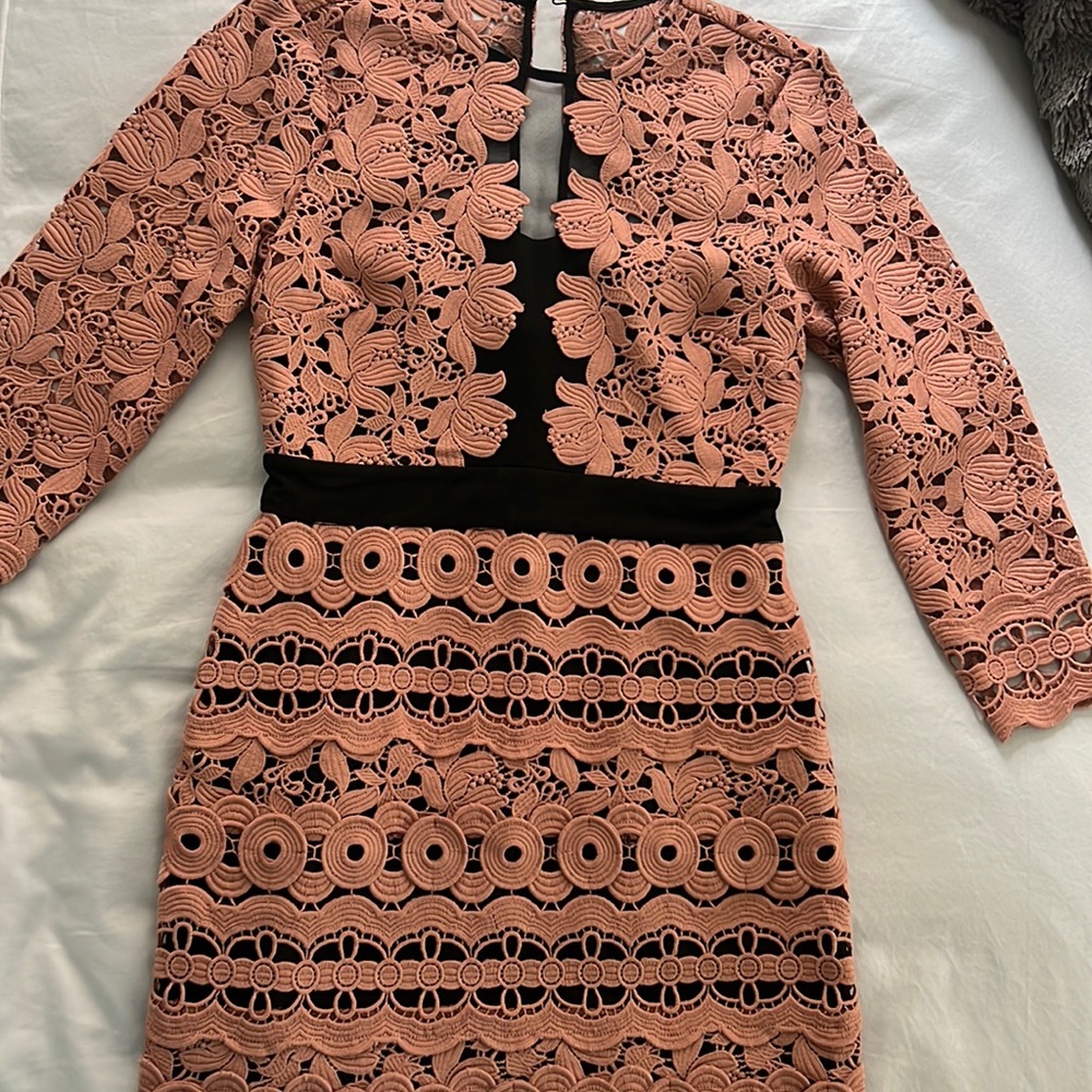 REISS dark rose pink 3/4 sleeve dress